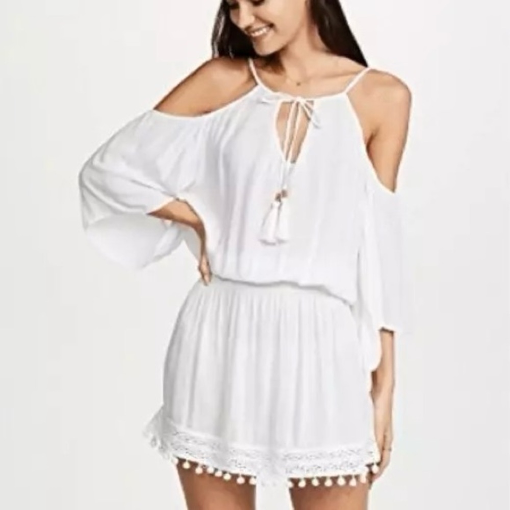 Ella Moss Embroidered Cold-Shoulder Cover-Up Tunic
